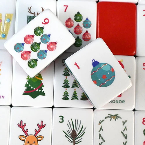 Festive Christmas Acrylic Mahjong Tiles